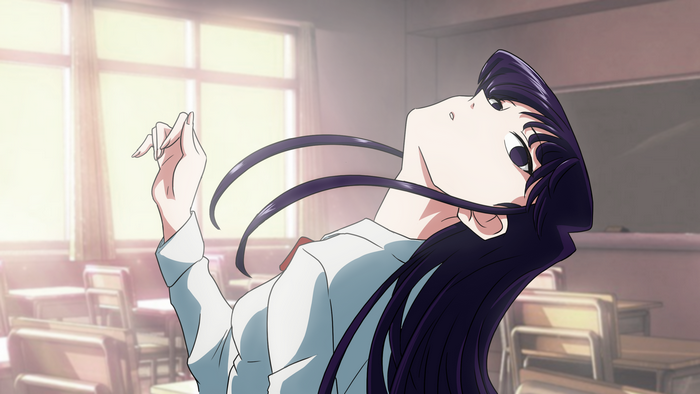 Komi Shouko from Komi Can't Communicate in classroom
