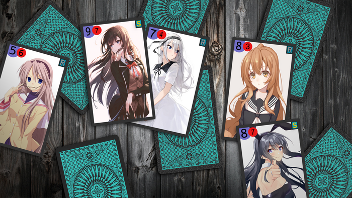 Anime girls playing cards