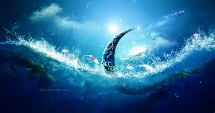 Fantasy digital art of a magical underwater scene