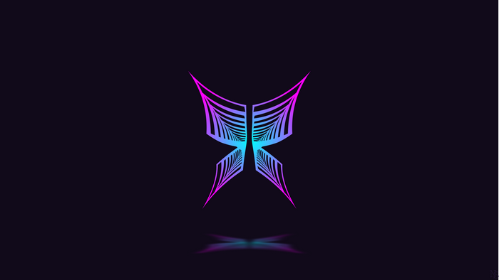 Minimalist butterfly logo with gradient colors