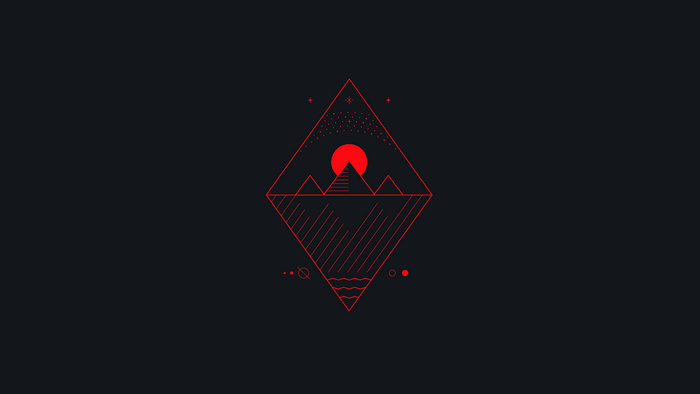 4K Minimalist Red Digital Art with Sun