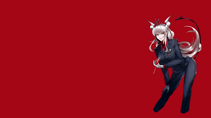 Lucifer from Helltaker with horns and tail