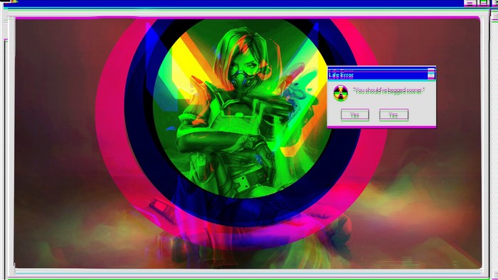 Viper from Valorant with Windows 95 glitch effect