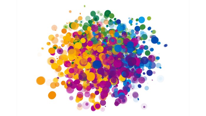 Colorful abstract dots on white background