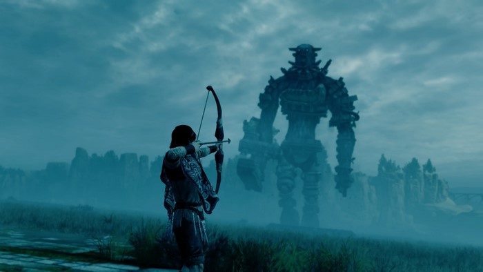Wander from Shadow of the Colossus aims bow at Gaius