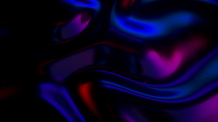 Abstract iridescent fluid surface with blue and pink lighting