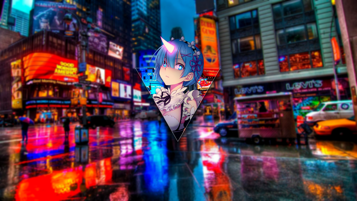 Rem from Re:Zero in Times Square