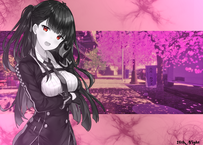 WA2000 from Girls Frontline in a cafe