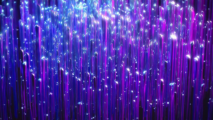 Abstract 3D render with purple and blue crystals