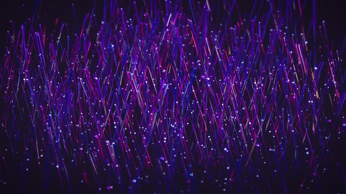 Abstract purple diagonal lines with glowing particles