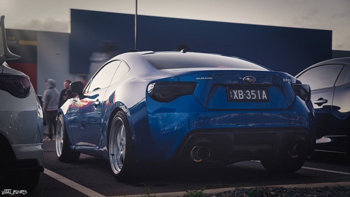 Blue Subaru BRZ sports car parked outdoors