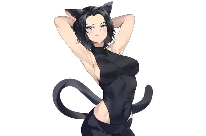 Anime girl with cat ears and tail