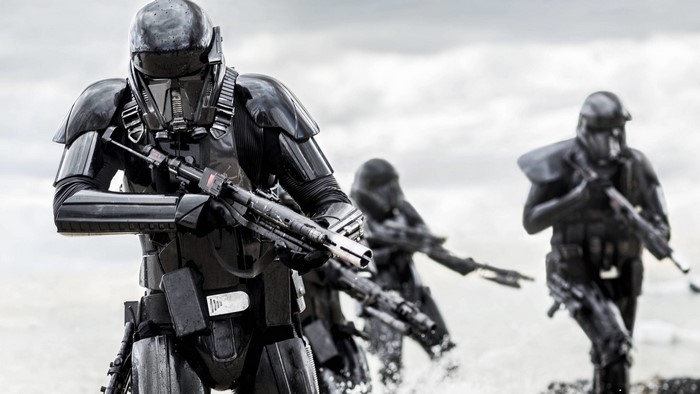 Death Troopers from Star Wars walking in water