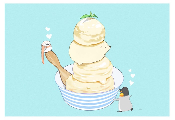 Cute animals and ice cream