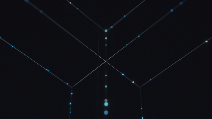 Abstract digital art with lines and glowing dots