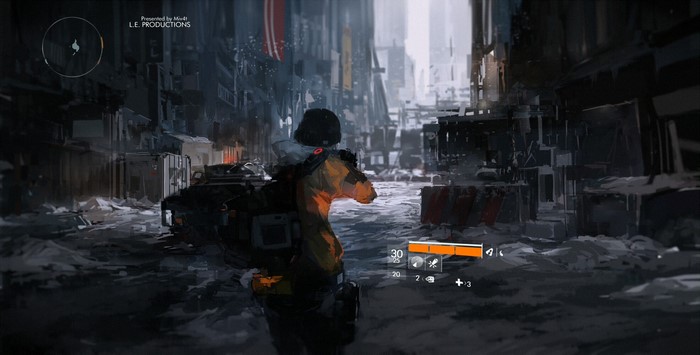 Character from Tom Clancy's The Division in a destroyed city