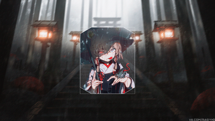 Moriya Suwako from Touhou in the rain