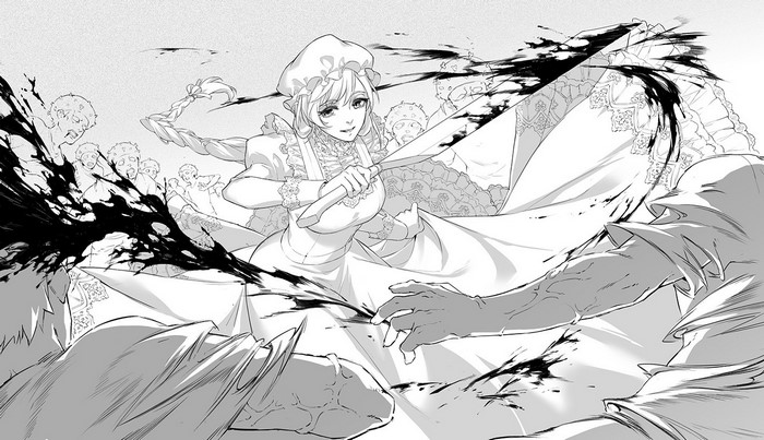 Macrophage from Hataraku Saibou fighting with a machete