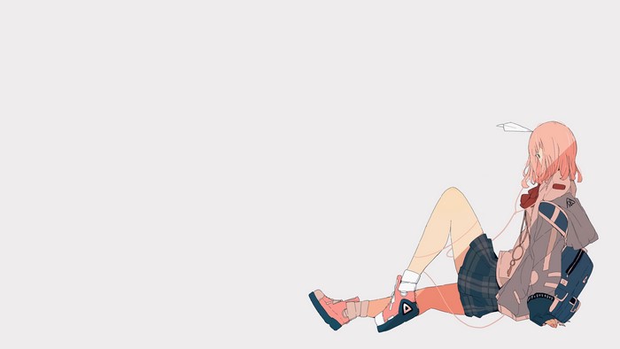 Anime girl with pink hair and backpack