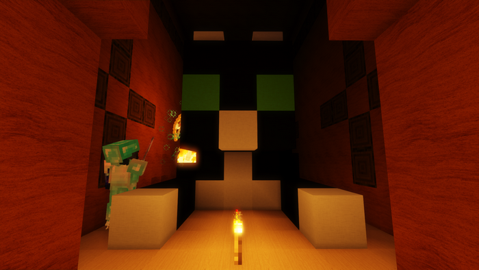 Minecraft screenshot of a cat face structure