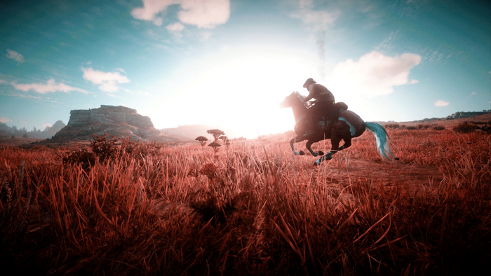 Red Dead Redemption 2 screenshot of a person riding a horse