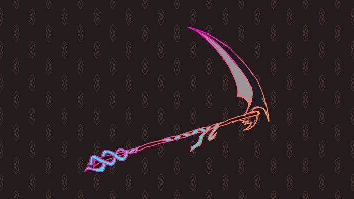 Scythe weapon with DNA pattern