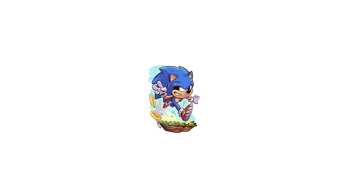Chibi Sonic the Hedgehog running with rings