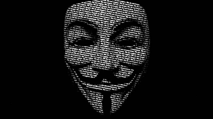Anonymous mask with text