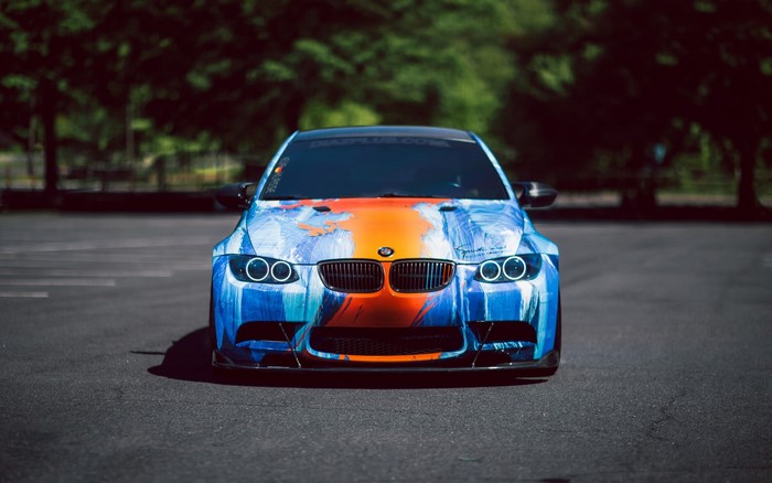 BMW M3 with abstract art wrap