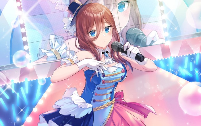 Nakano Miku from 5-toubun no Hanayome singing with a microphone