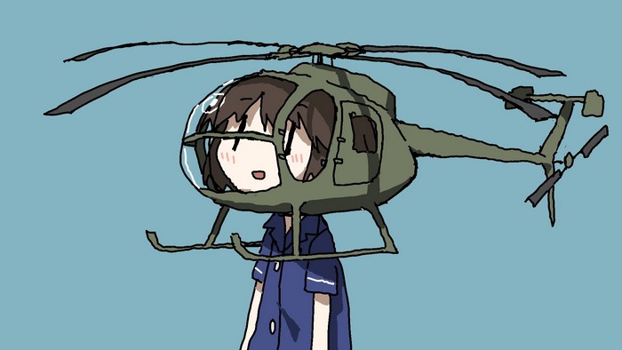 Anime girl in a helicopter costume