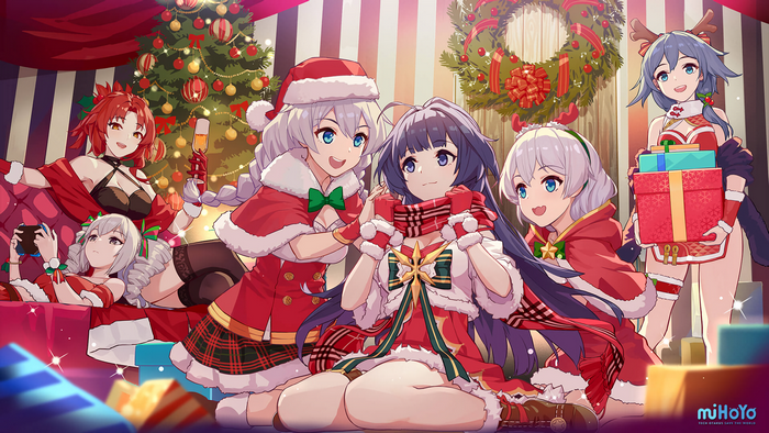 Honkai Impact 3rd characters in Christmas outfits