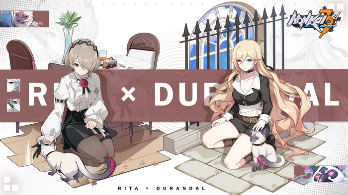 Rita and Durandal from Honkai Impact 3rd with cats