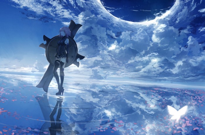 Mash Kyrielight from Fate/Grand Order in a surreal landscape