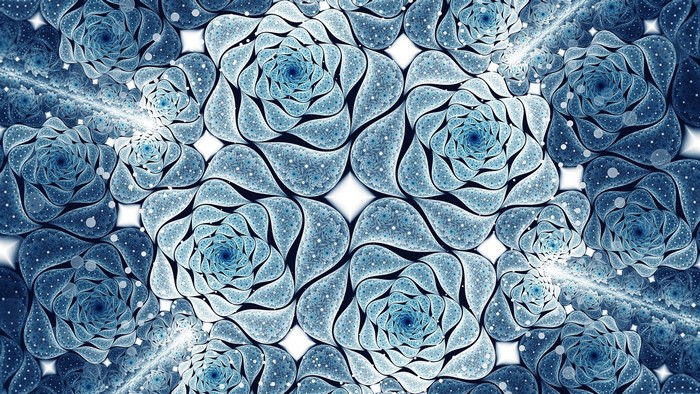 Blue fractal flowers artwork