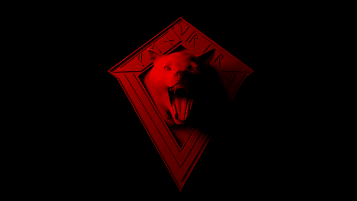 3D Red Fenrir Wolf Logo