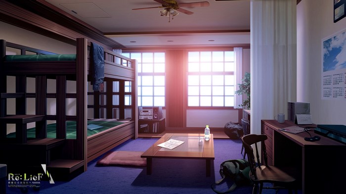 Anime room with bunk beds and desk