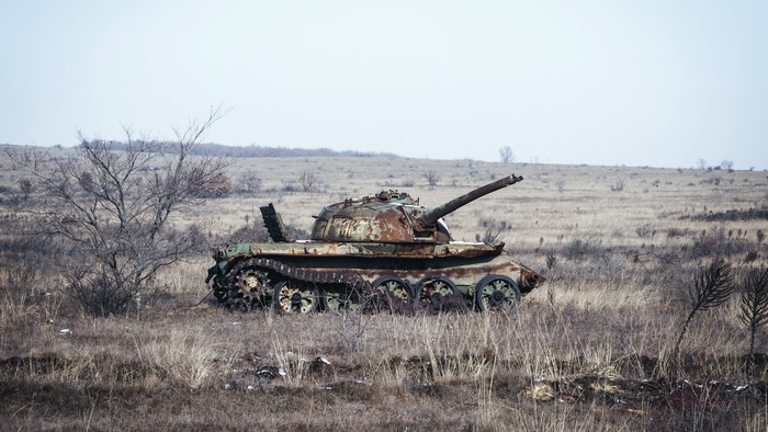 4K Rusted Military Tank in a Field