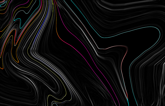 Abstract black background with colorful wavy lines