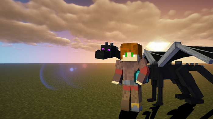 Minecraft character with Ender Dragon