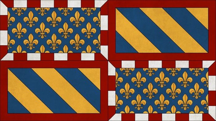 Medieval French Royal Banner with Fleur-de-lis and Stripes