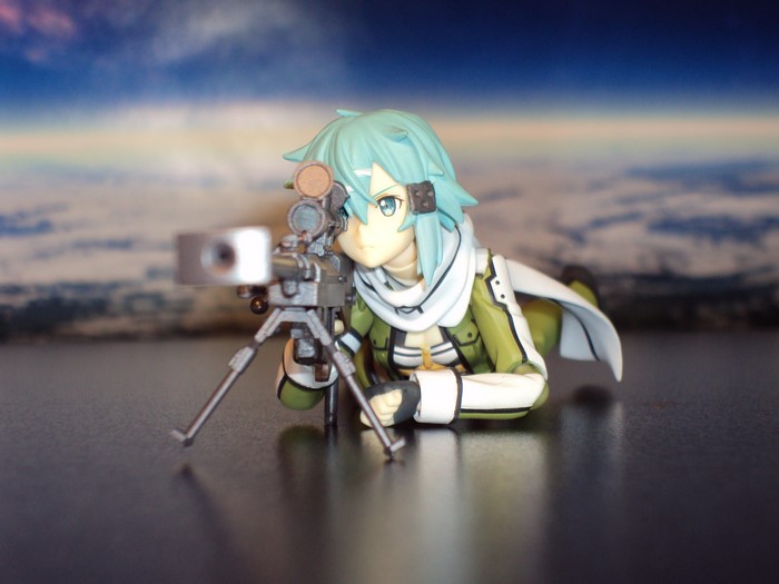 Asada Shino from Sword Art Online with sniper rifle