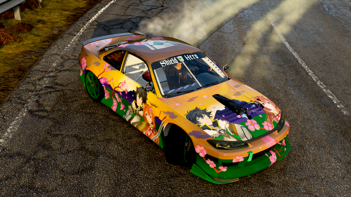Naofumi Iwatani and Raphtalia from Shield Hero Nissan 240SX Drifting