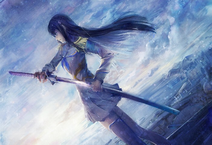 Kiryuin Satsuki from Kill la Kill with a Katana