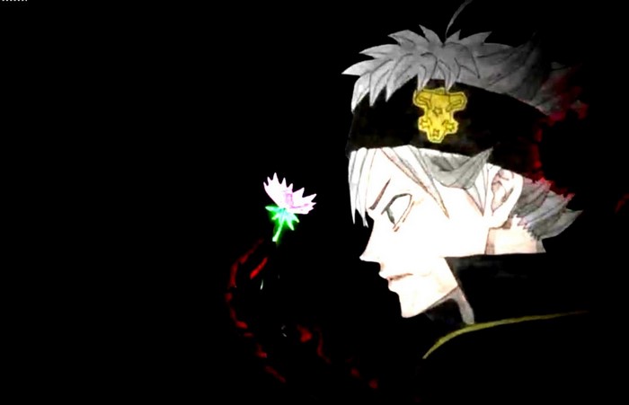 Asta from Black Clover holding a flower