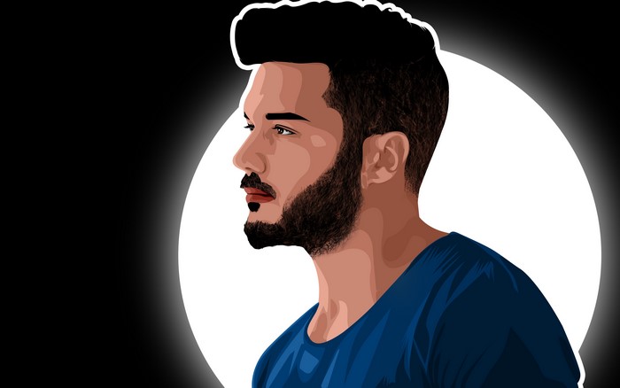 Illustration of Ilyas Yalcintas in Vexel style