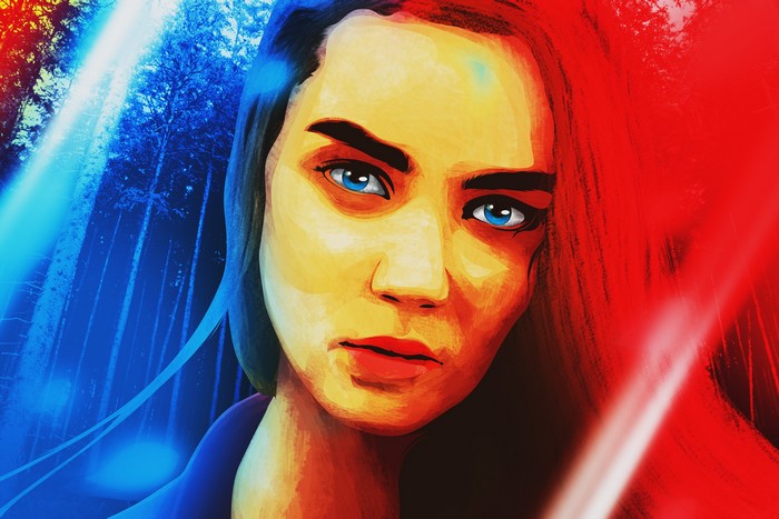 Illustration of a woman with blue eyes