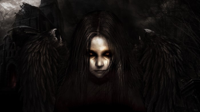 Alma Wade from F.E.A.R. with dark wings