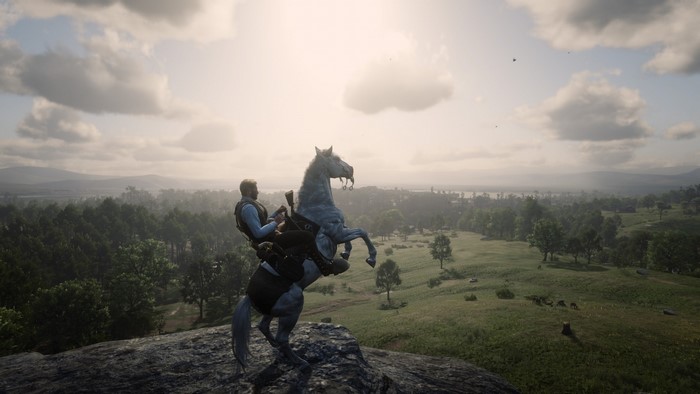 Arthur Morgan on a horse in Red Dead Redemption 2