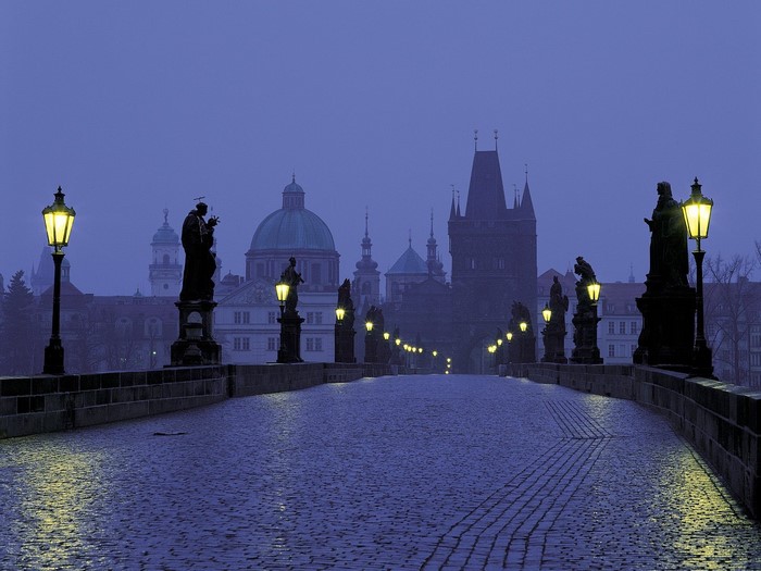 Charles Bridge in Prague at dawn